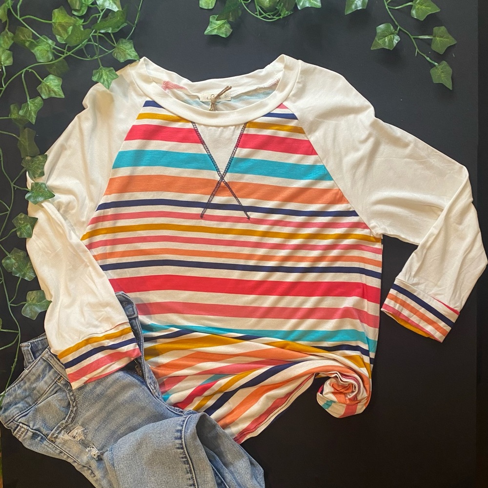 NWOT - Multi-Striped Baseball Top